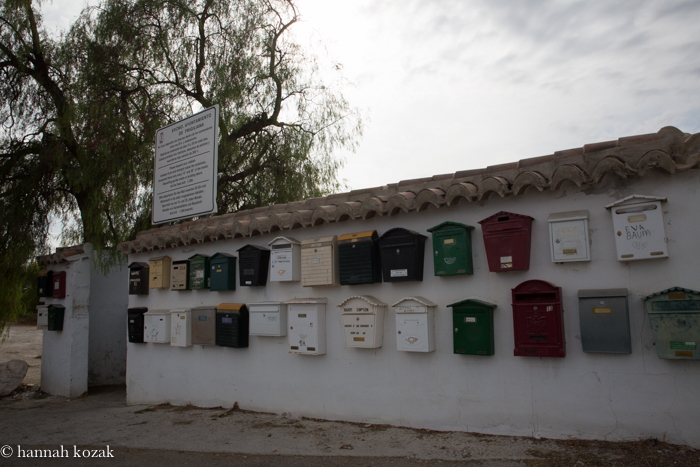 Mailboxes outside the road en route to Frigliana, Spain